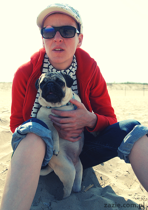 Kumok i Miszur mopsy mopsiki pugs nad morzem