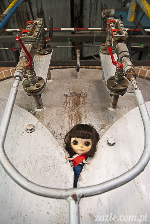 Blythe Simply Chocolate Orka custom by Zazie industrial photo session Blythe Simply Chocolate Orka custom by Zazie sesja zdjęciowa w fabryce wódek Koneser w Warszawie