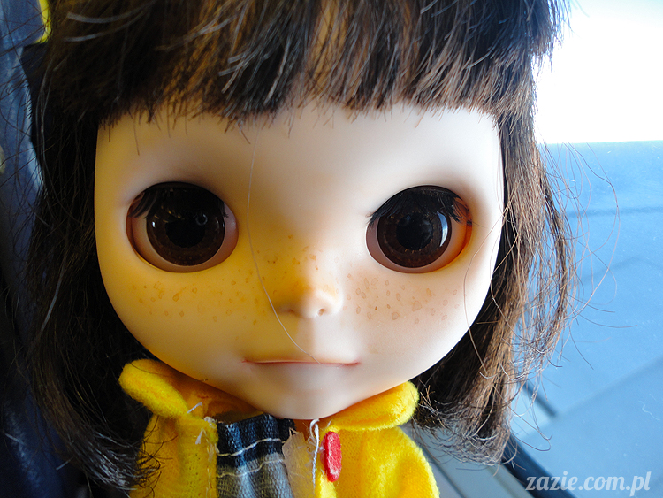 Orka Blythe doll lalka Simply Chocolate custom by Zazie kieszonkowy atlas chmur, above the clouds, airplane view 