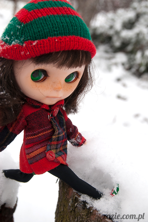 lalka Blythe doll Orka Simply Chocolate custom by Zazie winter first snow