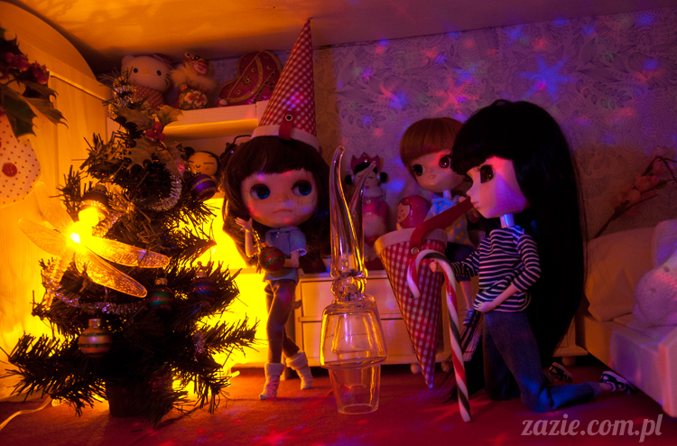 Christmas Xmas Dolls by Zazie, winter diorama with Blythe Simply Chocolate Dal Rot Chan Pullip Ddalgi