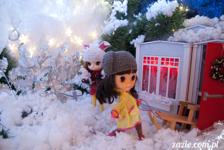 Christmas Xmas Dolls by Zazie, winter diorama with Blythe Simply Chocolate Dal Rot Chan Pullip Ddalgi