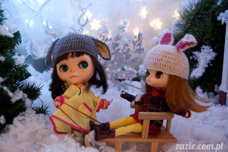 Christmas Xmas Dolls by Zazie, winter diorama with Blythe Simply Chocolate Dal Rot Chan Pullip Ddalgi