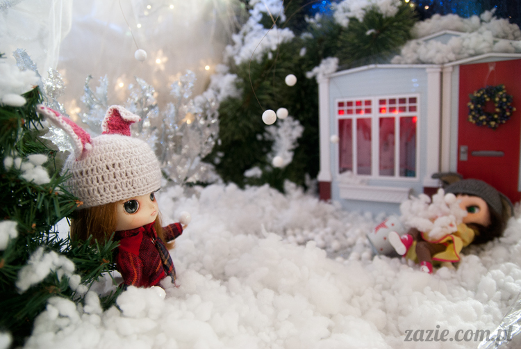 Christmas Xmas Dolls by Zazie, winter diorama with Blythe Simply Chocolate Dal Rot Chan Pullip Ddalgi