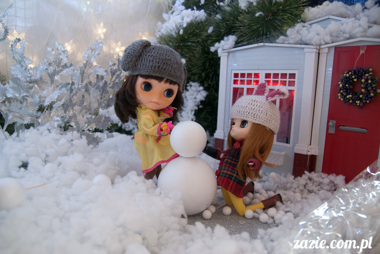 Christmas Xmas Dolls by Zazie, winter diorama with Blythe Simply Chocolate Dal Rot Chan Pullip Ddalgi