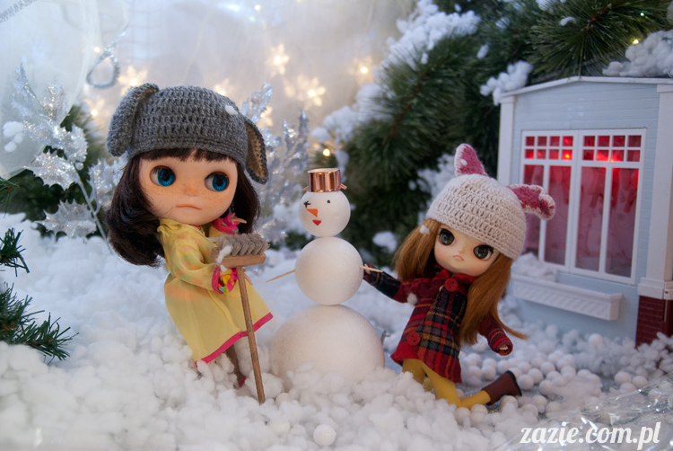 Christmas Xmas Dolls by Zazie, winter diorama with Blythe Simply Chocolate Dal Rot Chan Pullip Ddalgi