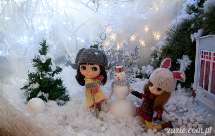 Christmas Xmas Dolls by Zazie, winter diorama with Blythe Simply Chocolate Dal Rot Chan Pullip Ddalgi