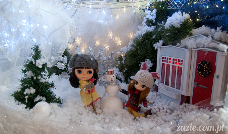 Christmas Xmas Dolls by Zazie, winter diorama with Blythe Simply Chocolate Dal Rot Chan Pullip Ddalgi