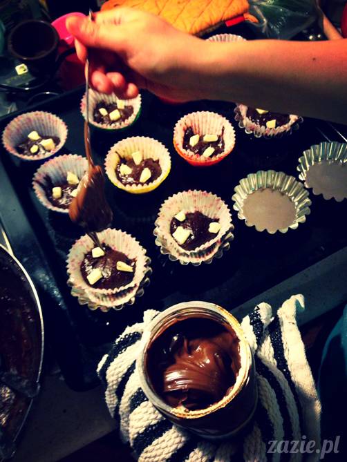 muffiny czekoladowe Zazie z bananem i nutellą