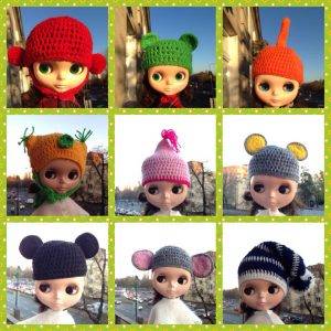 WIELKA WYPRZEDAŻ – szydełkowe czapy, czapki i czapeczki dla lalek Blythe
