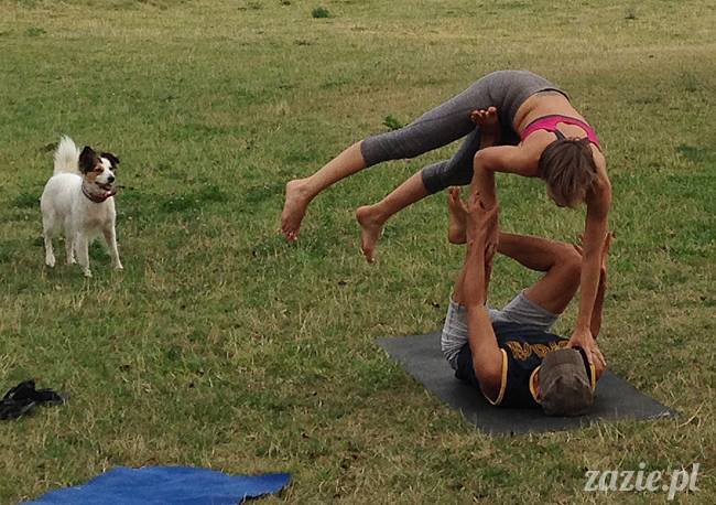 pole mokotowskie slacklining slack slackline, chodzenie po linie, akrojoga i akrojogini