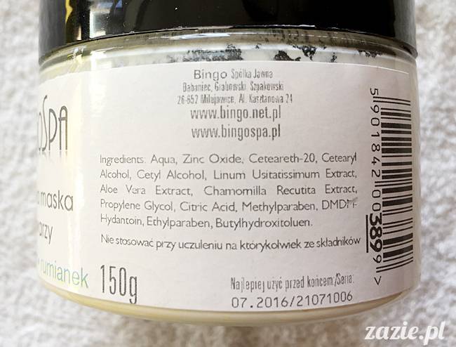 blog kosmetyczny, recenzje i testy kosmetyków, opinie o kosmetykach, leczenie trądziku, cera tłusta, cera problematyczna z niedoskonałościami,Bingo Spa, Cynkowa maska do twarzy