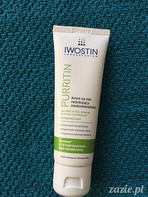 blog kosmetyczny, recenzje i testy kosmetyków, opinie o kosmetykach, leczenie trądziku, cera tłusta, cera problematyczna z niedoskonałościami, Iwostin Purritin, Krem na noc redukujący niedoskonałości
