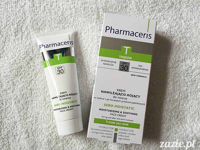 blog kosmetyczny, recenzje i testy kosmetyków, opinie o kosmetykach, leczenie trądziku, cera tłusta, cera problematyczna z niedoskonałościami, Pharmaceris Krem nawilżająco-kojący sebo-moistatic SPF30