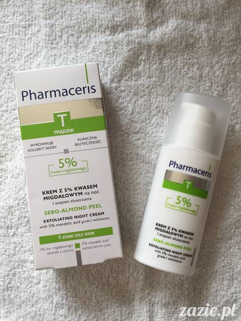 blog kosmetyczny, recenzje i testy kosmetyków, opinie o kosmetykach, leczenie trądziku, cera tłusta, cera problematyczna z niedoskonałościami, Pharmaceris, Krem z kwasem migdałowym 5% (sebo almond peel)