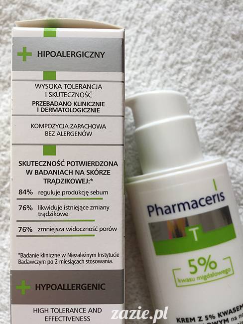 blog kosmetyczny, recenzje i testy kosmetyków, opinie o kosmetykach, leczenie trądziku, cera tłusta, cera problematyczna z niedoskonałościami, Pharmaceris, Krem z kwasem migdałowym 5% (sebo almond peel)