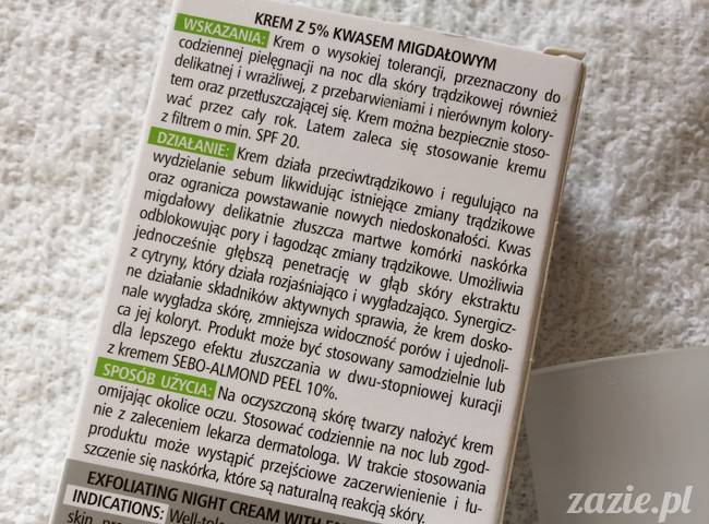 blog kosmetyczny, recenzje i testy kosmetyków, opinie o kosmetykach, leczenie trądziku, cera tłusta, cera problematyczna z niedoskonałościami, Pharmaceris, Krem z kwasem migdałowym 5% (sebo almond peel)
