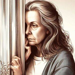 w blokach startowych. stojąc w ciszy za firanką.