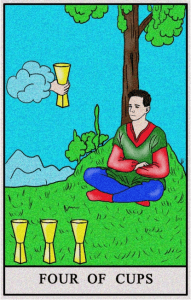 karta tarota: CZWÓRKA KIELICHÓW