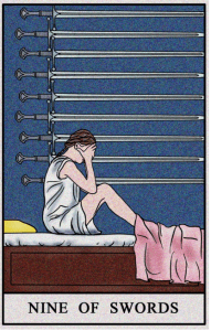 karta tarota: DZIEWIĄTKA MIECZY