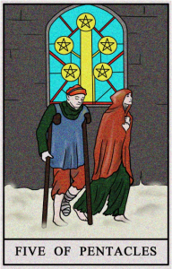 karta tarota: PIĄTKA DENARÓW
