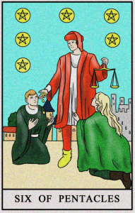 karta tarota: SZÓSTKA DENARÓW