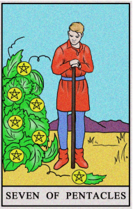 karta tarota: SIÓDEMKA DENARÓW