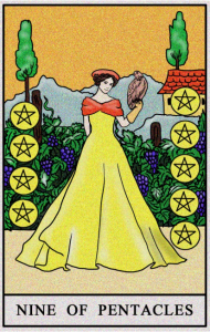 karta tarota: DZIEWIĄTKA DENARÓW