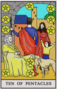 karta tarota: DZIESIĄTKA DENARÓW